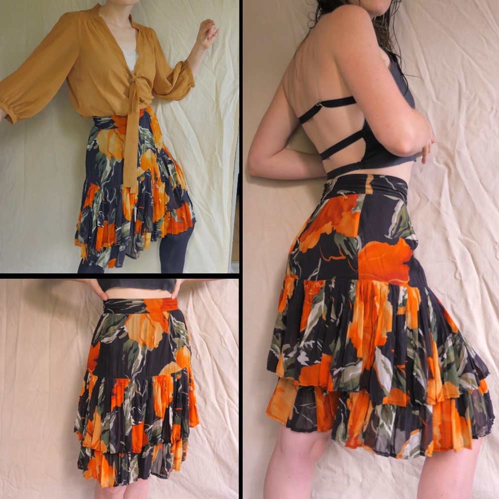 VTG West German Poppy Flutter Skirt